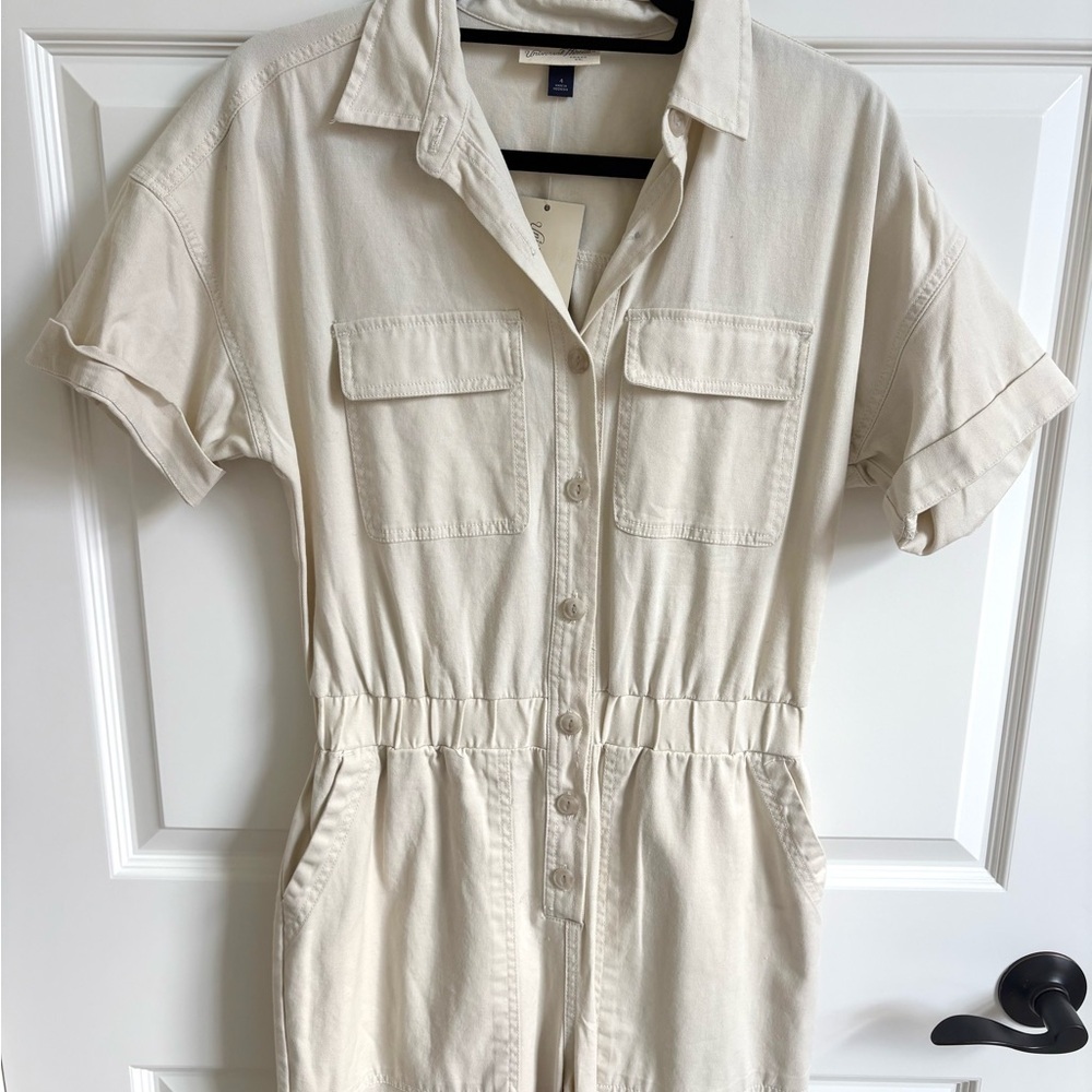 NWT Universal Thread Cream Button-Front Utility Boilersuit Jumpsuit | size 4 - Picture 3 of 7
